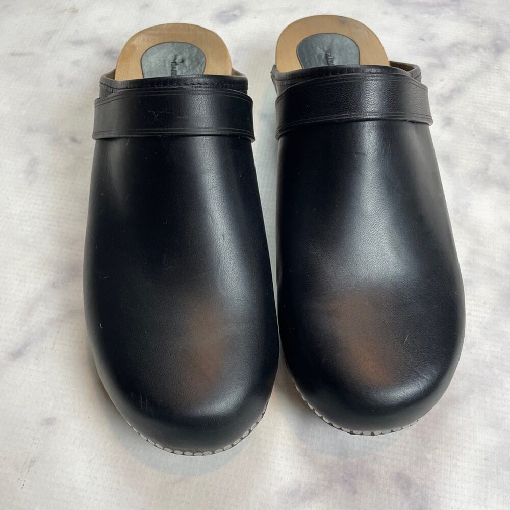 Isabel Marant Thalie Black Leather Clogs Silver Nail Stud Sz 37 - Picture 4 of 11